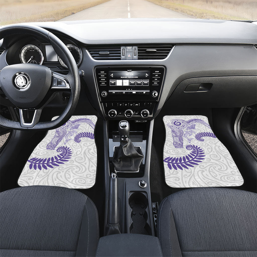 Aotearoa Maori Sea Animals Tribal Car Mats Manta Ray and Shark Moko Pattern Purple Color LT03 Set 2pcs - Front Purple - Polynesian Pride