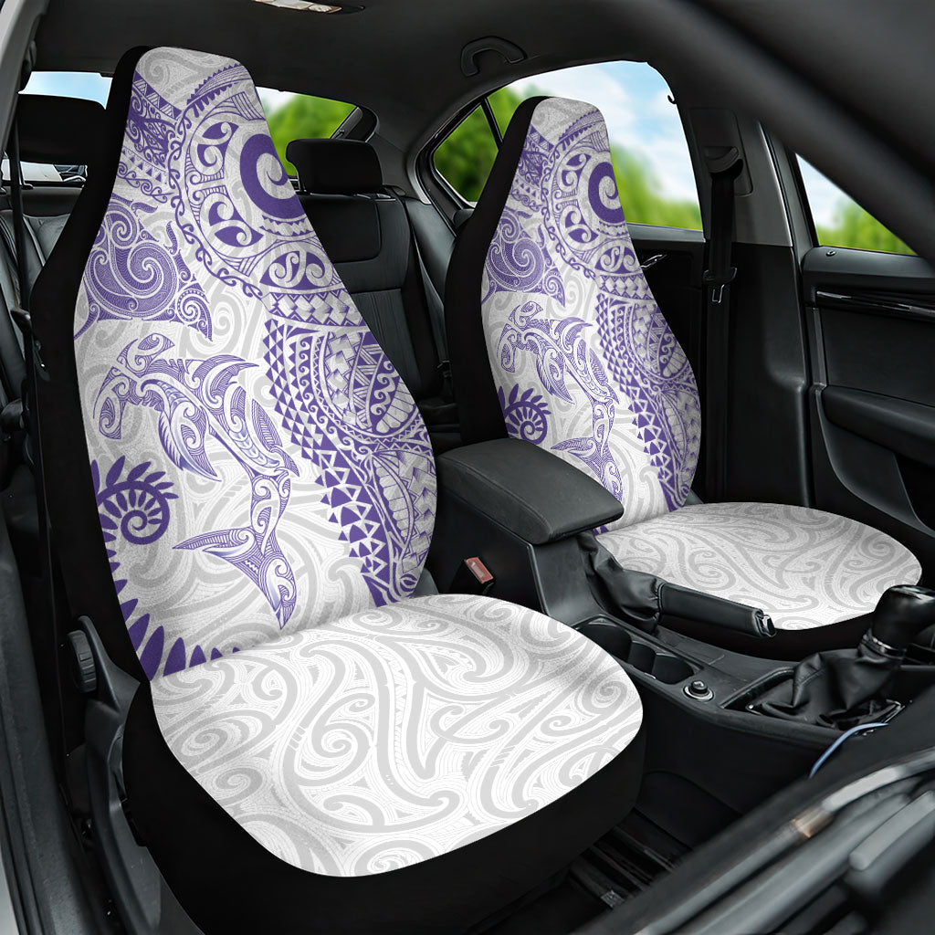 Aotearoa Maori Sea Animals Tribal Car Seat Cover Manta Ray and Shark Moko Pattern Purple Color LT03 One Size Purple - Polynesian Pride