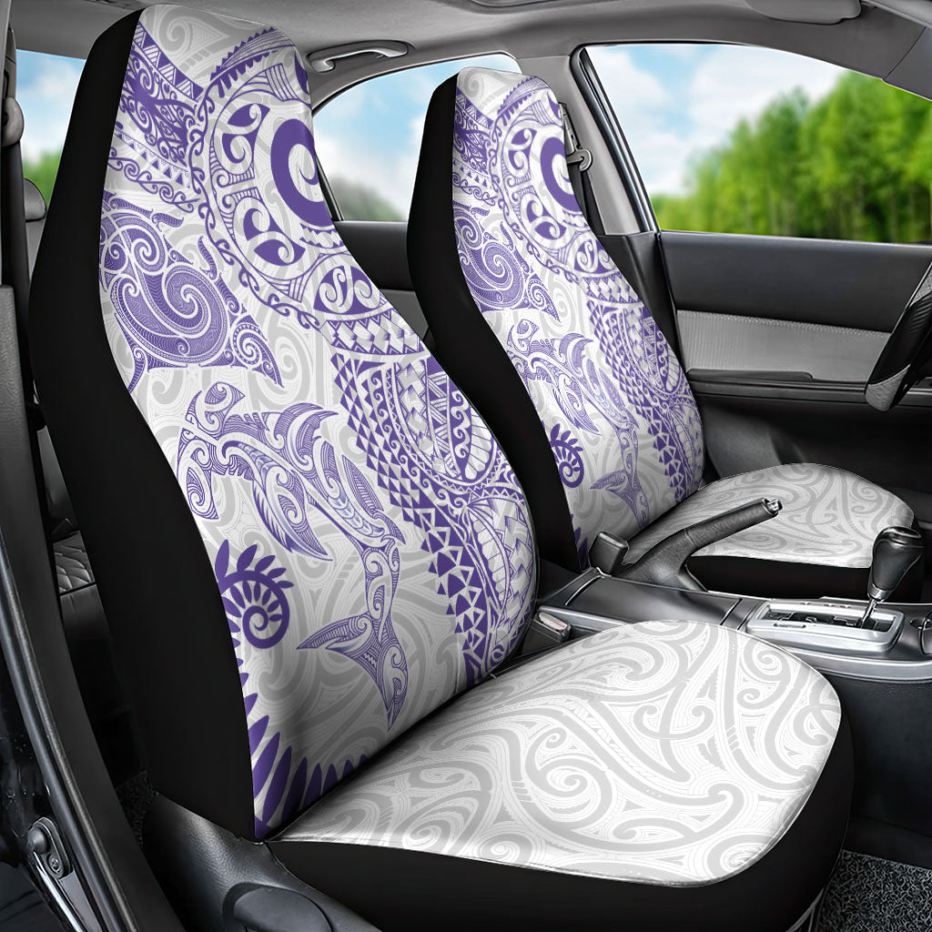 Aotearoa Maori Sea Animals Tribal Car Seat Cover Manta Ray and Shark Moko Pattern Purple Color LT03 - Polynesian Pride