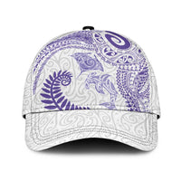 Aotearoa Maori Sea Animals Tribal Classic Cap Manta Ray and Shark Moko Pattern Purple Color LT03 Universal Fit Purple - Polynesian Pride