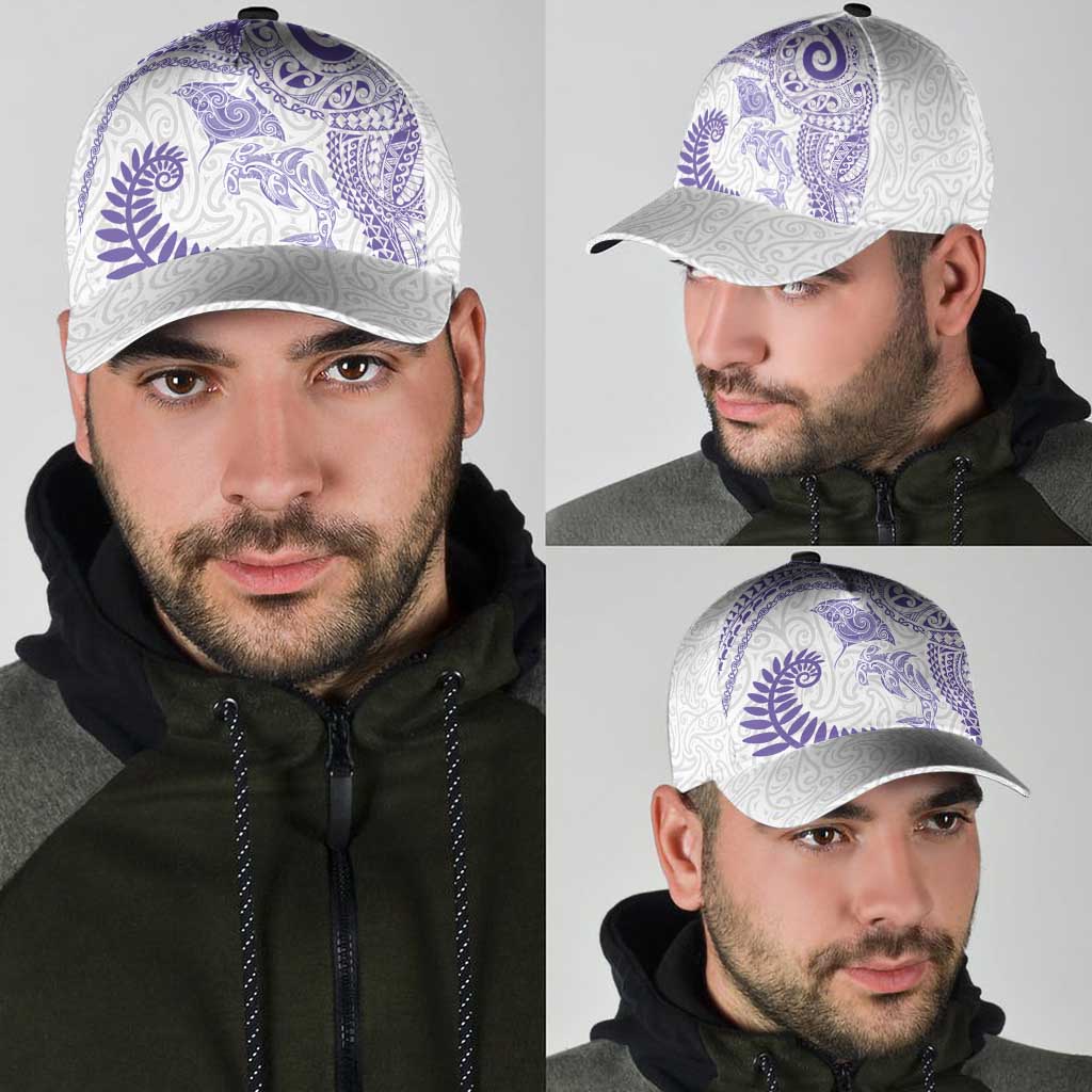 Aotearoa Maori Sea Animals Tribal Classic Cap Manta Ray and Shark Moko Pattern Purple Color LT03 - Polynesian Pride