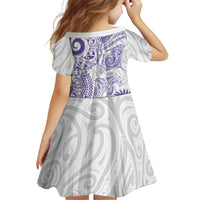 Aotearoa Maori Sea Animals Tribal Family Matching Off Shoulder Maxi Dress and Hawaiian Shirt Manta Ray and Shark Moko Pattern Purple Color LT03 - Polynesian Pride