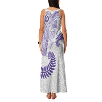 Aotearoa Maori Sea Animals Tribal Family Matching Tank Maxi Dress and Hawaiian Shirt Manta Ray and Shark Moko Pattern Purple Color LT03 - Polynesian Pride