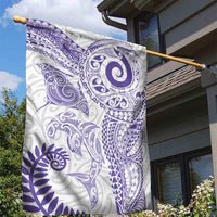 Aotearoa Maori Sea Animals Tribal Garden Flag Manta Ray and Shark Moko Pattern Purple Color LT03 - Polynesian Pride