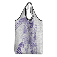 Aotearoa Maori Sea Animals Tribal Grocery Bag Manta Ray and Shark Moko Pattern Purple Color LT03 - Polynesian Pride