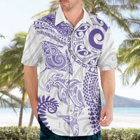 Aotearoa Maori Sea Animals Tribal Hawaiian Shirt Manta Ray and Shark Moko Pattern Purple Color LT03 - Polynesian Pride
