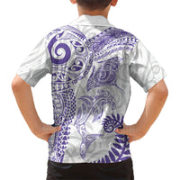 Aotearoa Maori Sea Animals Tribal Hawaiian Shirt Manta Ray and Shark Moko Pattern Purple Color LT03 - Polynesian Pride
