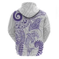 Aotearoa Maori Sea Animals Tribal Hoodie Manta Ray and Shark Moko Pattern Purple Color LT03 - Polynesian Pride