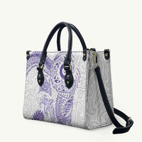 Aotearoa Maori Sea Animals Tribal Leather Bag Manta Ray and Shark Moko Pattern Purple Color LT03 Purple - Polynesian Pride