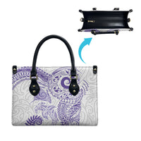Aotearoa Maori Sea Animals Tribal Leather Bag Manta Ray and Shark Moko Pattern Purple Color LT03 - Polynesian Pride