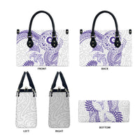 Aotearoa Maori Sea Animals Tribal Leather Bag Manta Ray and Shark Moko Pattern Purple Color LT03 - Polynesian Pride