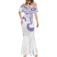 Aotearoa Maori Sea Animals Tribal Mermaid Dress Manta Ray and Shark Moko Pattern Purple Color LT03 - Polynesian Pride