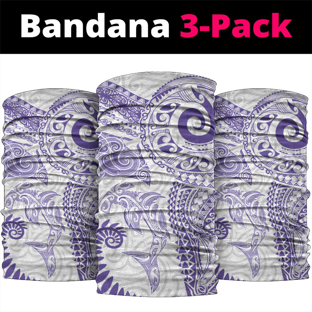 Aotearoa Maori Sea Animals Tribal Neck Gaiter Manta Ray and Shark Moko Pattern Purple Color LT03 package One Size: 25*50cm Purple - Polynesian Pride
