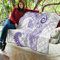 Aotearoa Maori Sea Animals Tribal Quilt Manta Ray and Shark Moko Pattern Purple Color LT03 - Polynesian Pride