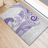 Aotearoa Maori Sea Animals Tribal Rubber Doormat Manta Ray and Shark Moko Pattern Purple Color LT03 - Polynesian Pride