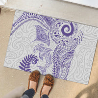 Aotearoa Maori Sea Animals Tribal Rubber Doormat Manta Ray and Shark Moko Pattern Purple Color LT03 - Polynesian Pride