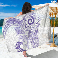 Aotearoa Maori Sea Animals Tribal Sarong Manta Ray and Shark Moko Pattern Purple Color LT03 One Size 44 x 66 inches Purple - Polynesian Pride