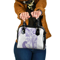 Aotearoa Maori Sea Animals Tribal Shoulder Handbag Manta Ray and Shark Moko Pattern Purple Color LT03 One Size Purple - Polynesian Pride