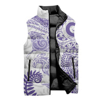 Aotearoa Maori Sea Animals Tribal Sleeveless Puffer Jacket Manta Ray and Shark Moko Pattern Purple Color LT03 - Polynesian Pride