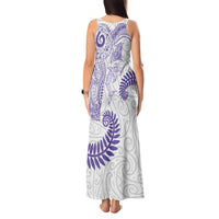 Aotearoa Maori Sea Animals Tribal Tank Maxi Dress Manta Ray and Shark Moko Pattern Purple Color LT03 - Polynesian Pride