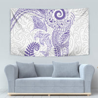 Aotearoa Maori Sea Animals Tribal Tapestry Manta Ray and Shark Moko Pattern Purple Color LT03 - Polynesian Pride