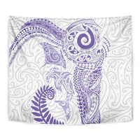 Aotearoa Maori Sea Animals Tribal Tapestry Manta Ray and Shark Moko Pattern Purple Color LT03 - Polynesian Pride