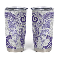 Aotearoa Maori Sea Animals Tribal Tumbler Cup Manta Ray and Shark Moko Pattern Purple Color LT03 Purple - Polynesian Pride