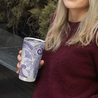 Aotearoa Maori Sea Animals Tribal Tumbler Cup Manta Ray and Shark Moko Pattern Purple Color LT03 - Polynesian Pride