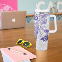 Aotearoa Maori Sea Animals Tribal Tumbler With Handle Manta Ray and Shark Moko Pattern Purple Color LT03 - Polynesian Pride