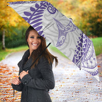 Aotearoa Maori Sea Animals Tribal Umbrella Manta Ray and Shark Moko Pattern Purple Color LT03 - Polynesian Pride