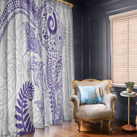 Aotearoa Maori Sea Animals Tribal Window Curtain Manta Ray and Shark Moko Pattern Purple Color LT03 - Polynesian Pride