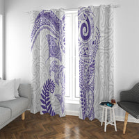 Aotearoa Maori Sea Animals Tribal Window Curtain Manta Ray and Shark Moko Pattern Purple Color LT03 With Grommets Purple - Polynesian Pride