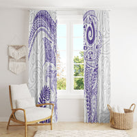 Aotearoa Maori Sea Animals Tribal Window Curtain Manta Ray and Shark Moko Pattern Purple Color LT03 - Polynesian Pride