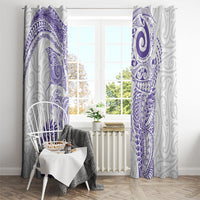 Aotearoa Maori Sea Animals Tribal Window Curtain Manta Ray and Shark Moko Pattern Purple Color LT03 - Polynesian Pride