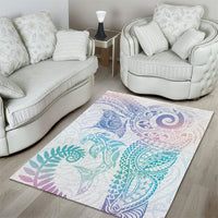 Aotearoa Maori Sea Animals Tribal Area Rug Manta Ray and Shark Moko Pattern Sweet Pastel LT03 - Polynesian Pride
