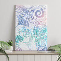 Aotearoa Maori Sea Animals Tribal Canvas Wall Art Manta Ray and Shark Moko Pattern Sweet Pastel LT03 - Polynesian Pride
