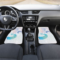 Aotearoa Maori Sea Animals Tribal Car Mats Manta Ray and Shark Moko Pattern Sweet Pastel LT03 Set 2pcs - Front Multicolor - Polynesian Pride
