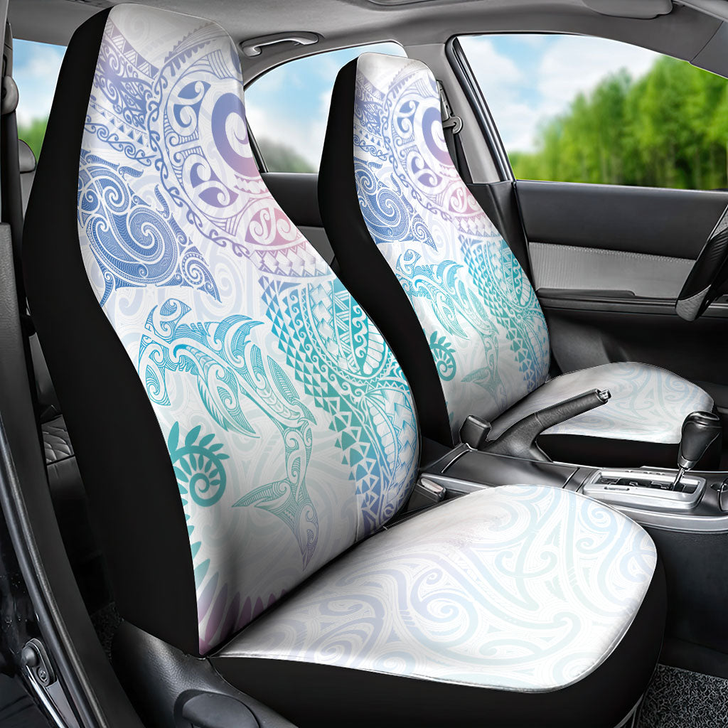 Aotearoa Maori Sea Animals Tribal Car Seat Cover Manta Ray and Shark Moko Pattern Sweet Pastel LT03 - Polynesian Pride
