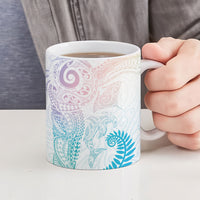 Aotearoa Maori Sea Animals Tribal Ceramic Mug Manta Ray and Shark Moko Pattern Sweet Pastel