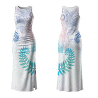 Aotearoa Maori Sea Animals Tribal Couples Matching Tank Maxi Dress and Long Sleeve Button Shirt Manta Ray and Shark Moko Pattern Sweet Pastel LT03 - Polynesian Pride