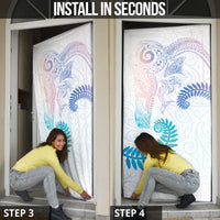 Aotearoa Maori Sea Animals Tribal Door Cover Manta Ray and Shark Moko Pattern Sweet Pastel LT03 - Polynesian Pride