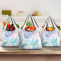 Aotearoa Maori Sea Animals Tribal Grocery Bag Manta Ray and Shark Moko Pattern Sweet Pastel LT03 3-pack One Size Multicolor - Polynesian Pride