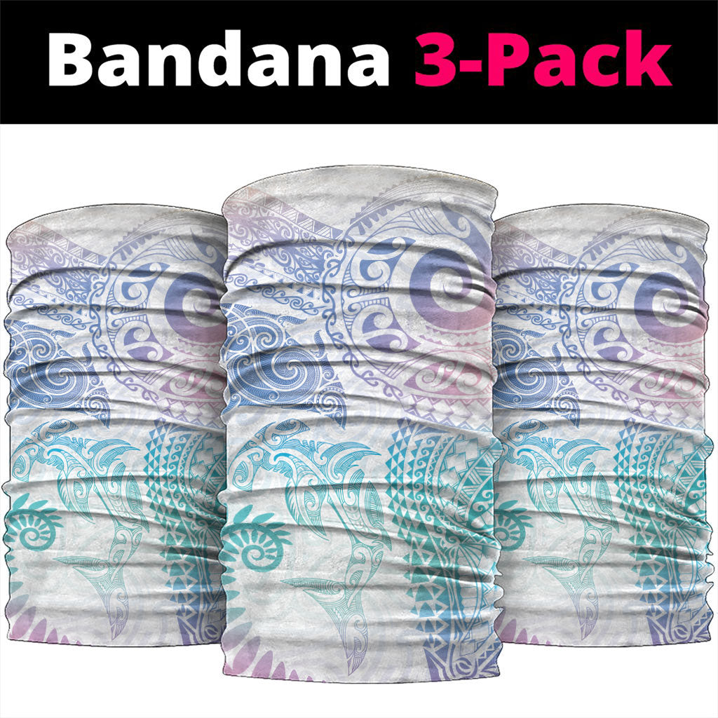 Aotearoa Maori Sea Animals Tribal Neck Gaiter Manta Ray and Shark Moko Pattern Sweet Pastel LT03 package One Size: 25*50cm Multicolor - Polynesian Pride