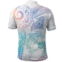 Aotearoa Maori Sea Animals Tribal Polo Shirt Manta Ray and Shark Moko Pattern Sweet Pastel LT03 - Polynesian Pride