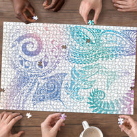 Aotearoa Maori Sea Animals Tribal Puzzle Manta Ray and Shark Moko Pattern Sweet Pastel