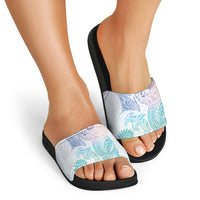 Aotearoa Maori Sea Animals Tribal Slide Sandals Manta Ray and Shark Moko Pattern Sweet Pastel LT03 - Polynesian Pride