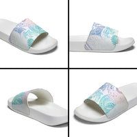 Aotearoa Maori Sea Animals Tribal Slide Sandals Manta Ray and Shark Moko Pattern Sweet Pastel LT03 - Polynesian Pride
