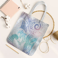 Aotearoa Maori Sea Animals Tribal Tote Bag Manta Ray and Shark Moko Pattern Sweet Pastel LT03 White Strap One Size Multicolor - Polynesian Pride