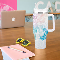 Aotearoa Maori Sea Animals Tribal Tumbler With Handle Manta Ray and Shark Moko Pattern Sweet Pastel LT03 - Polynesian Pride