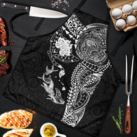 Hawaiian Manta Ray Tribal Apron Polynesian Art Motifs Black Color